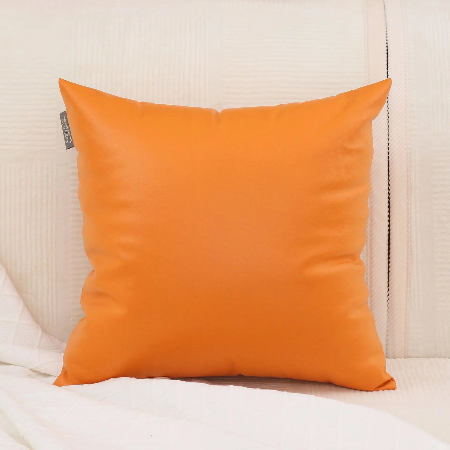 Embroidered Leather Pillow Cover