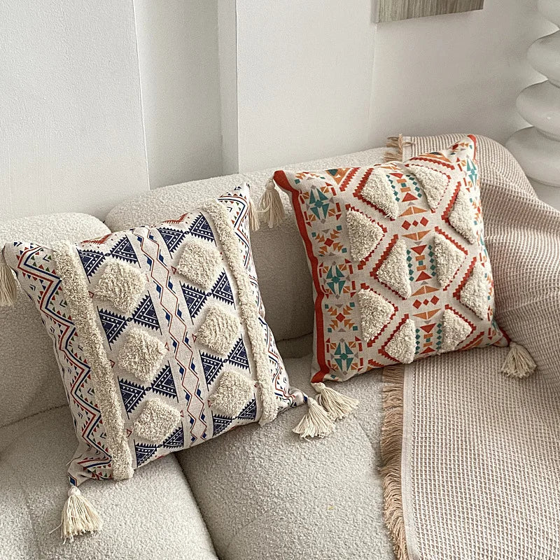 Tufted Linen Printed Pillowcase Decoration Cushion Cover