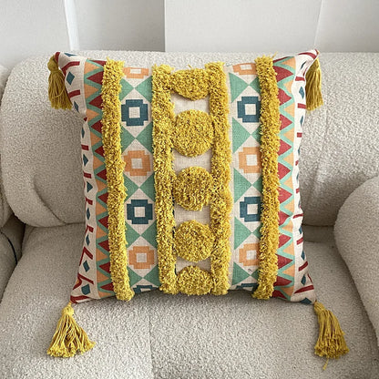 Tufted Linen Printed Pillowcase Decoration Cushion Cover
