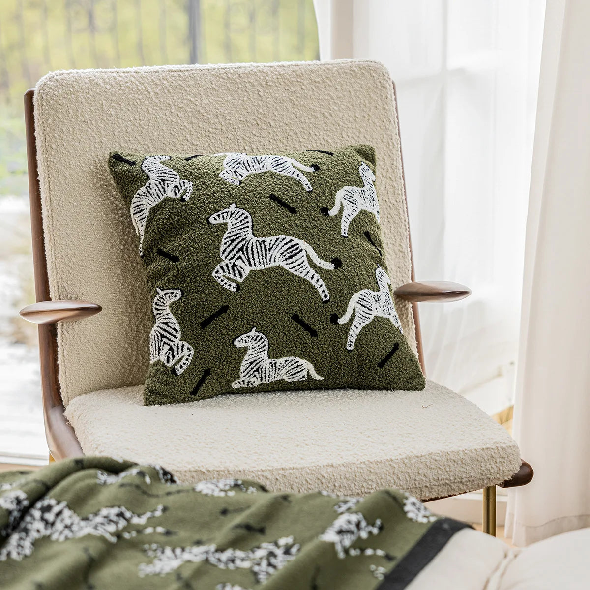 Zebra Embroidery Pillow Cushion