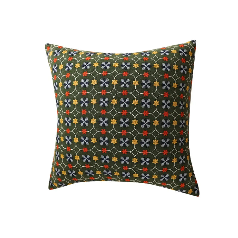 Embroidered Small Floral Couch Pillow