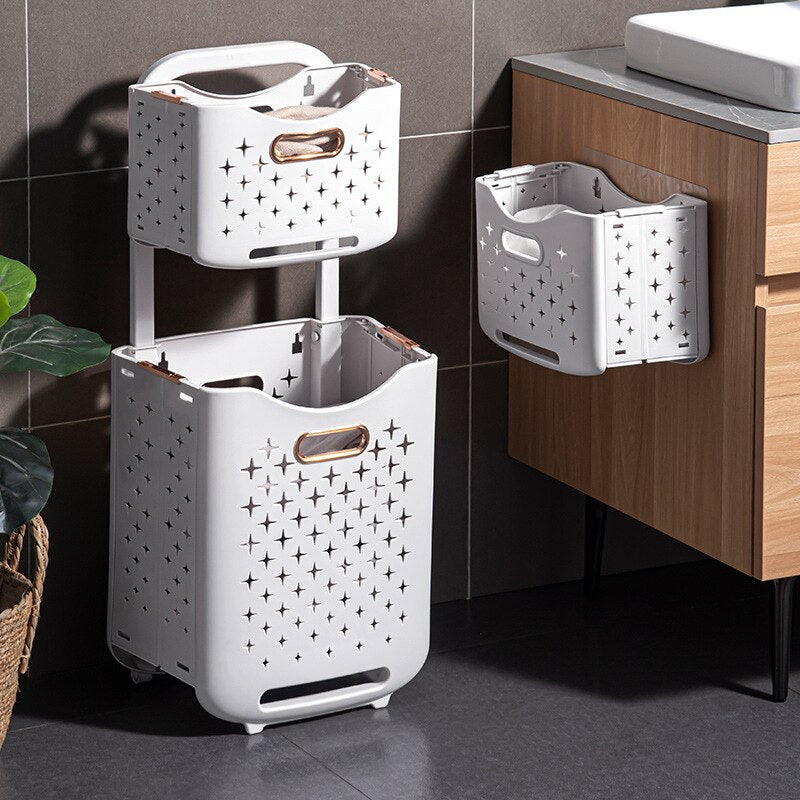 Foldable Laundry Basket With Rollers