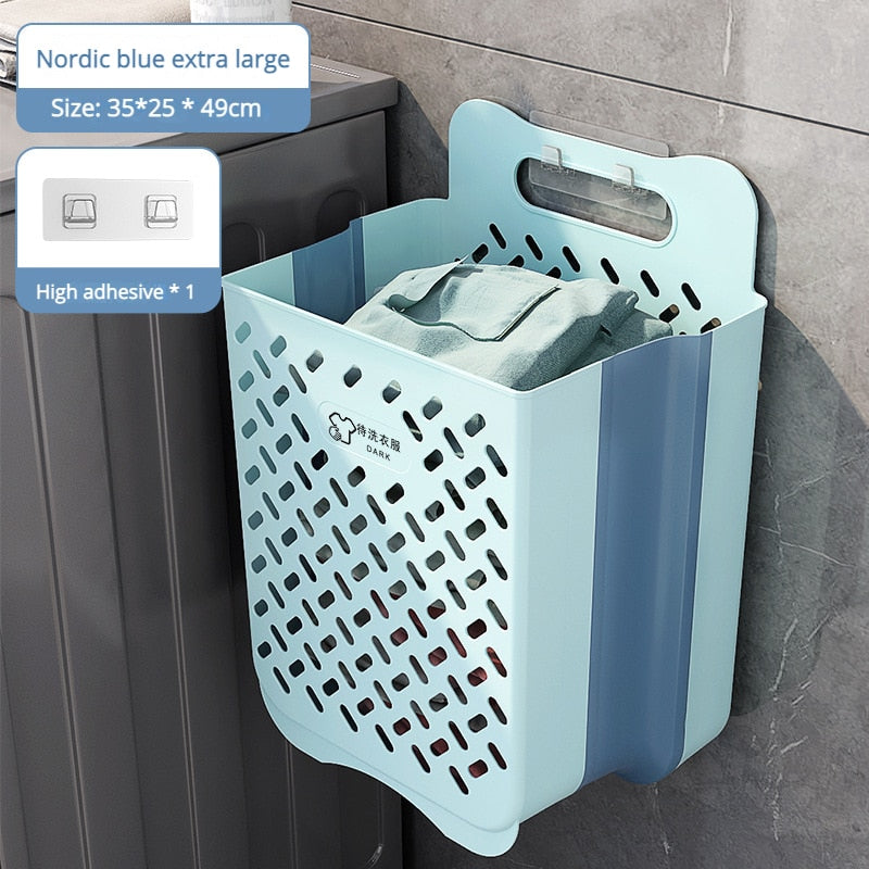 Klappbarer Badezimmer-Wäschekorb, wandmontierter Aufbewahrungskorb für schmutzige Kleidung, Haushaltswäschebeutel, Wäsche-Badezimmer-Organizer