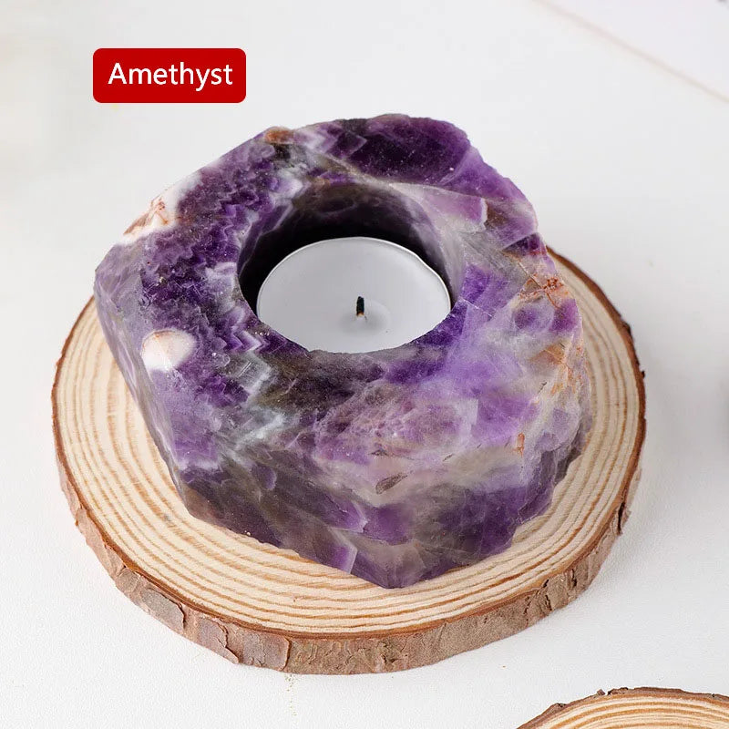 Natural Amethyst Candlestick Ornaments Candle Candlestick