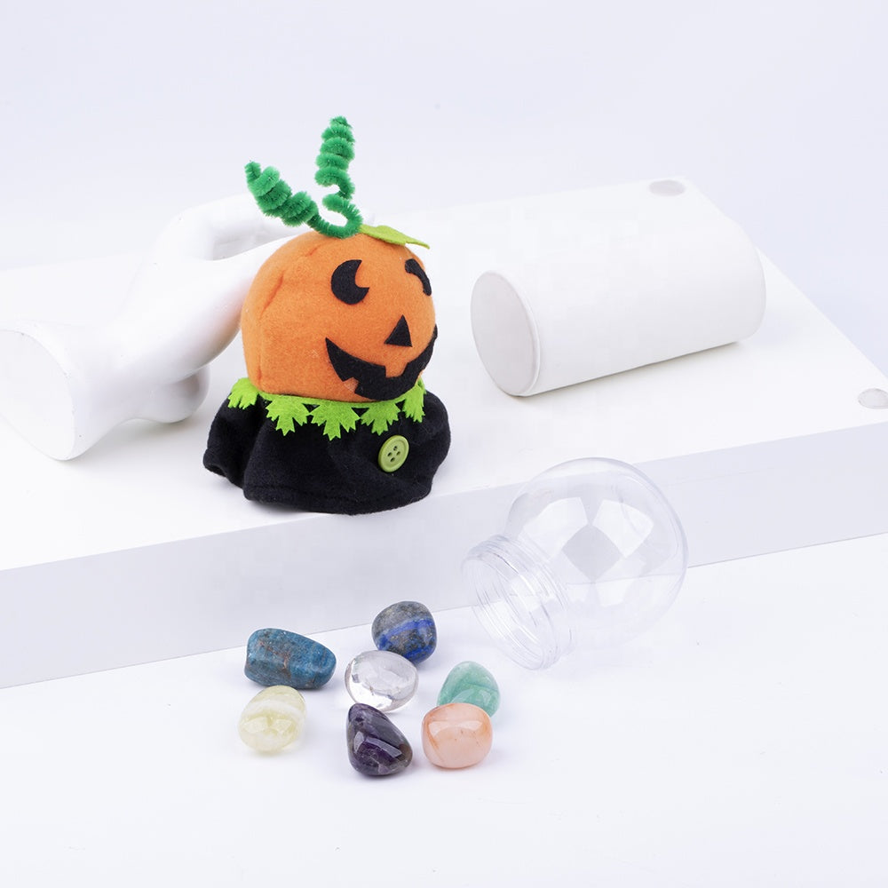Halloween-Kürbis-Kristall-Geschenkbox, sieben Chakren, Heilungsset, natürliche Kristallenergie-Geschenkbox 