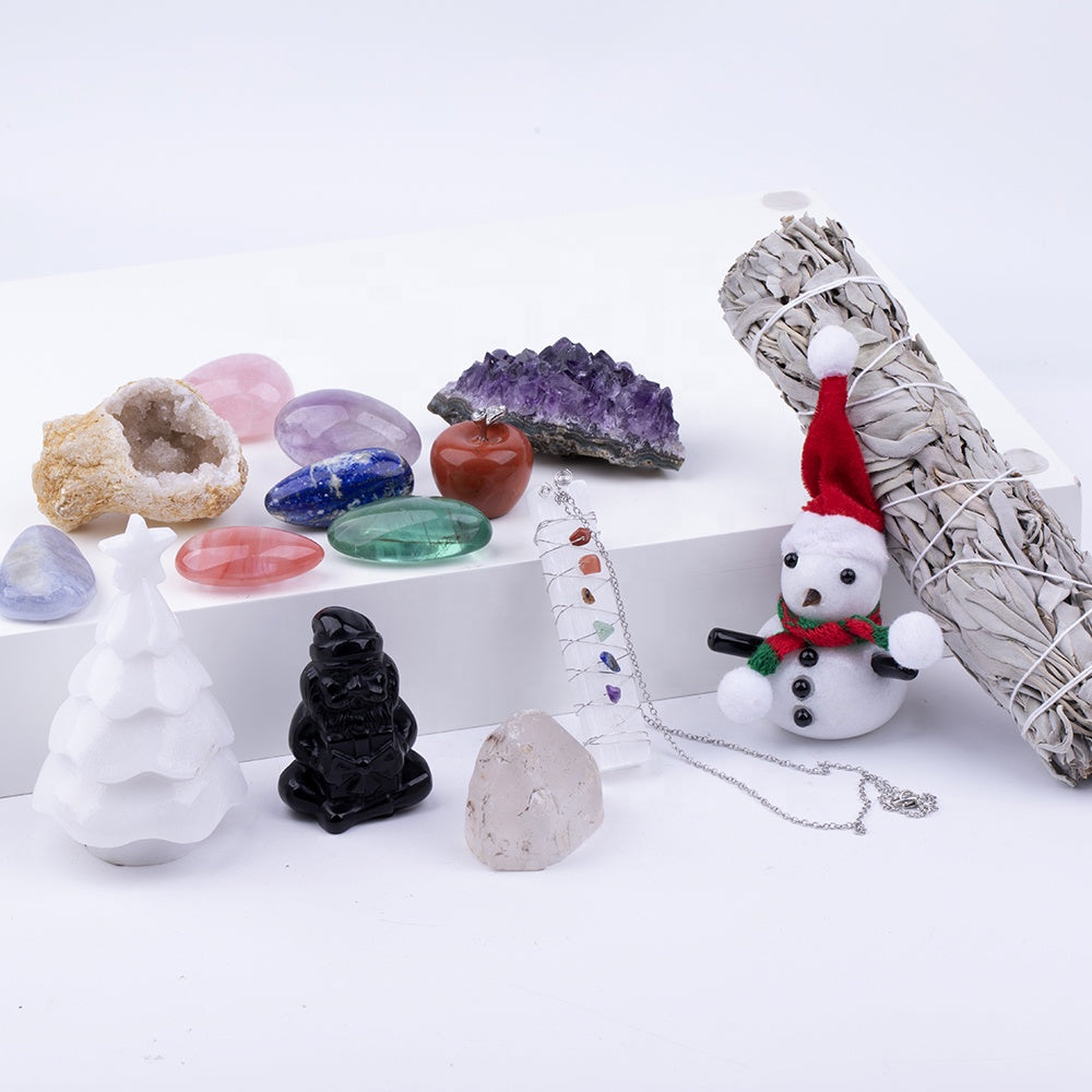 Weihnachtsgeschenk mit 7 Chakra-Meditationssteinen 
